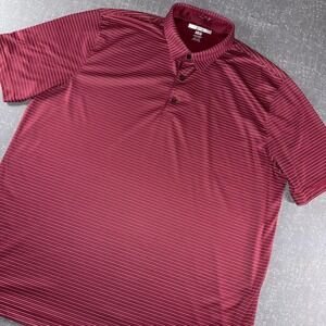 Greg Norman Mens ML75 Play Dry Polo Shirt XXL Maroon Striped Short Sleeve Golf